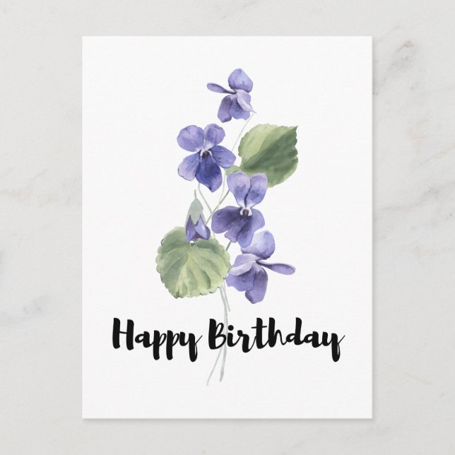 Lovely violet Bouquet Happy Birthday  Postcard (Front)