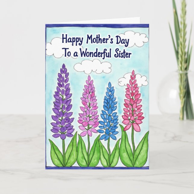 Lovely Violet Flowers Day Card (Front)