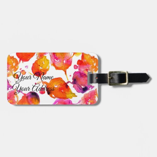 Lovely watercolor autumn leaves  pattern luggage tag