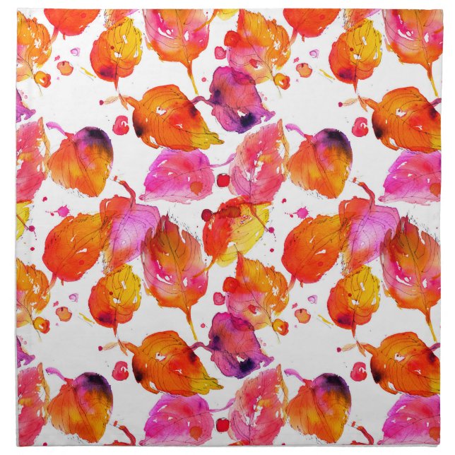 Lovely watercolor autumn leaves  pattern napkin (Front)