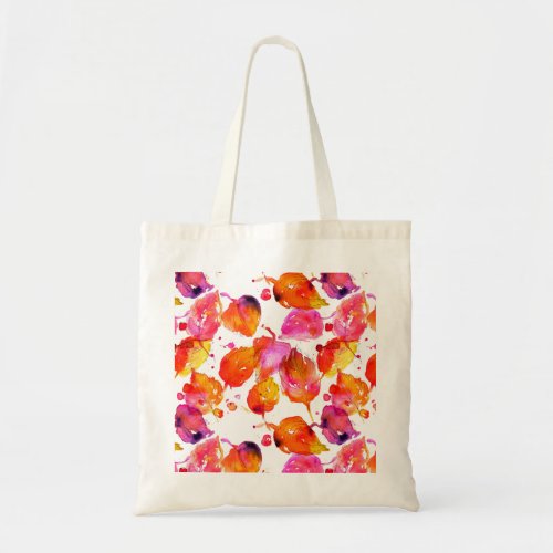 Lovely watercolor autumn leaves  pattern tote bag