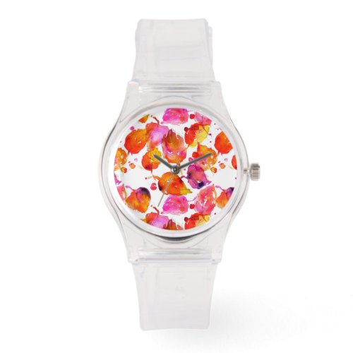 Lovely watercolor autumn leaves  pattern watch