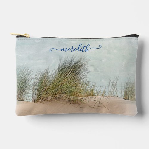 Lovely Watercolor Beach Scene Name Accessory Pouch