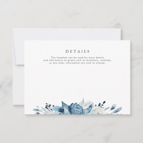 lovely watercolor blue floral wedding details card