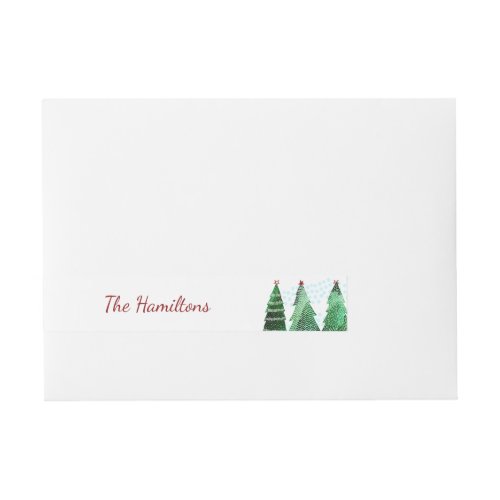 Lovely Watercolor Christmas Tree Holiday Wrap Around Address Label