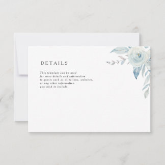 lovely watercolor dusty blue wedding details card