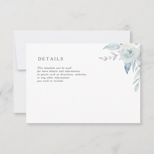 lovely watercolor dusty blue  wedding details card