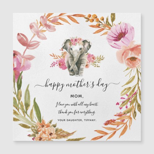 Lovely Watercolor Elephant And Flower Holiday Card