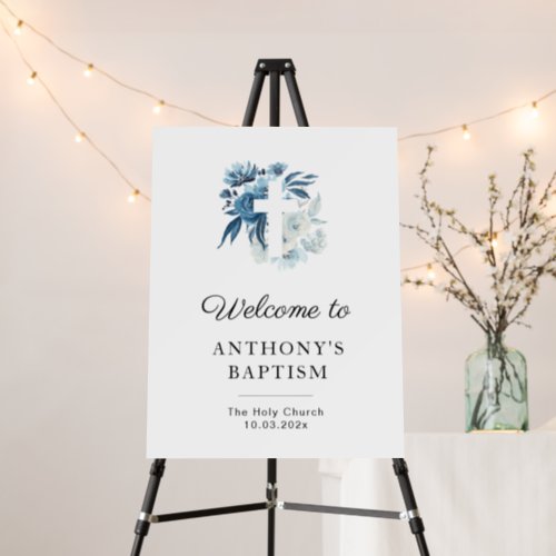 lovely watercolor floral baptism welcome sign