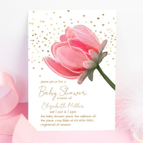 Lovely Watercolor Flower Baby Shower Invitation