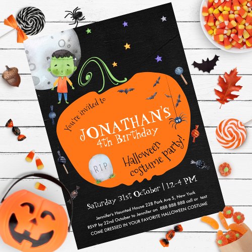 Lovely Watercolor Halloween Kids Costume Party Invitation