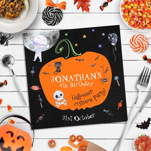 Lovely Watercolor Halloween Kids Costume Party Napkins