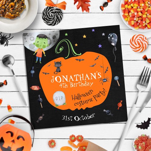 Lovely Watercolor Halloween Kids Costume Party  Napkins