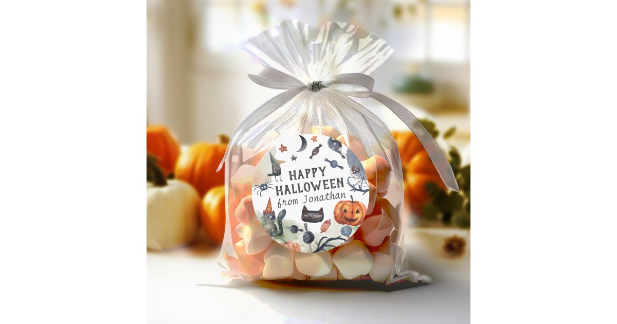 Lovely Watercolor Kids Birthday Halloween Classic Round Sticker | Zazzle