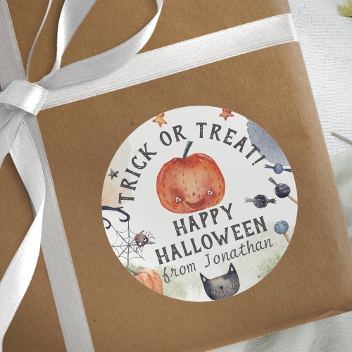 Lovely Watercolor Kids Birthday Halloween Classic Round Sticker