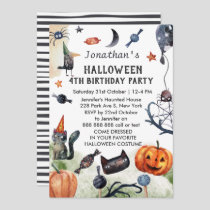 Lovely Watercolor Kids Birthday Halloween Invitation