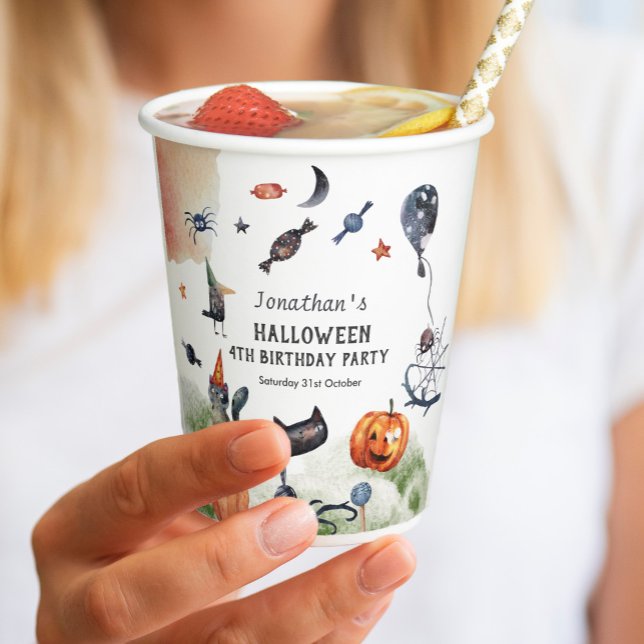 Lovely Watercolor Kids Birthday Halloween Paper Cups (Creator Uploaded)