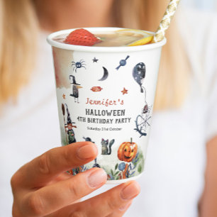 Lovely Watercolor Kids Birthday Halloween Paper Cups
