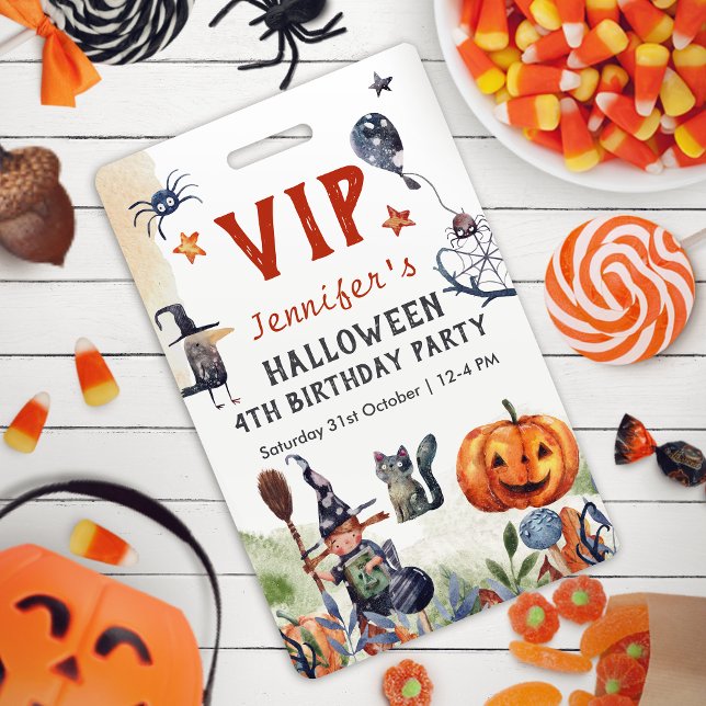 Lovely Watercolor Kids Birthday Halloween VIP Badge (Creator Uploaded)
