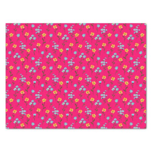 Lovely Watercolor Summerflowers Pink Yellow Blue   Tissue Paper