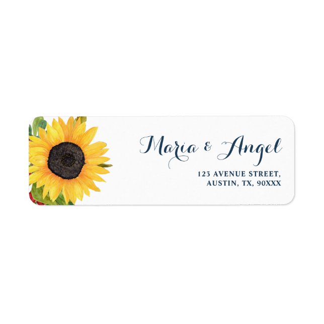 lovely watercolor sunflower address label (Front)
