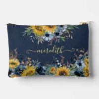 Lovely Watercolor Sunflowers Blue Background Name 