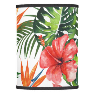 Lovely Watercolor Tropical Floral Greenery Pattern Lamp Shade