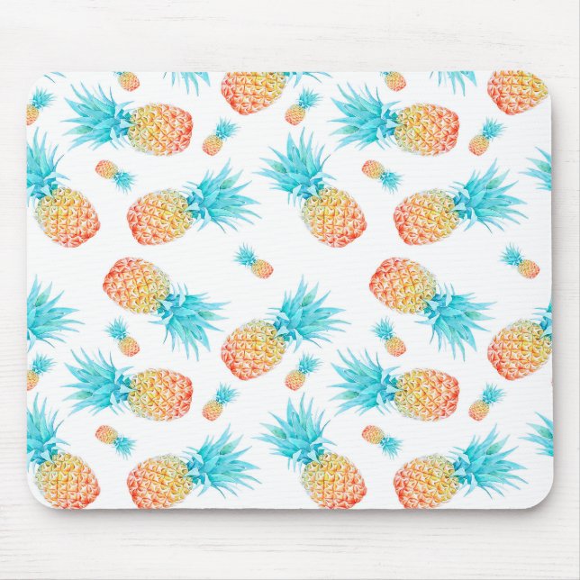 Lovely Watercolor Tropical Fruit Pineapple Pattern Mouse Pad (Front)