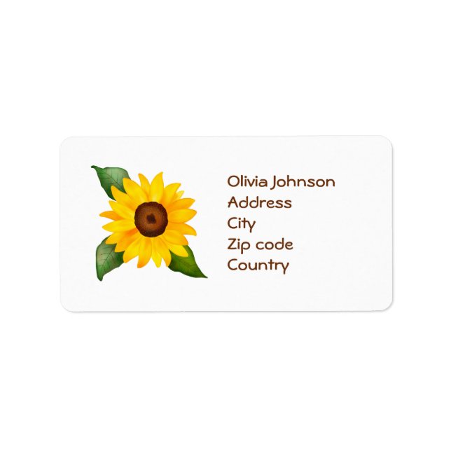 Lovely Watercolor Yellow Sunflower Personalized Label (Front)
