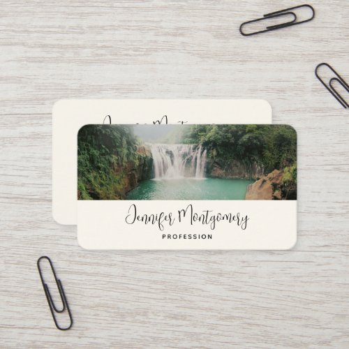 Lovely Waterfall in a Mountain Forest Business Card