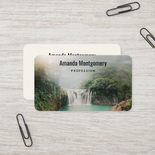 Lovely Waterfall in a Mountain Forest Business Card