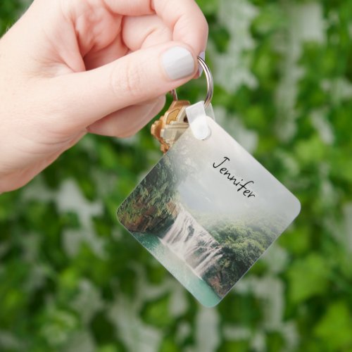 Lovely Waterfall in a Mountain Forest Keychain