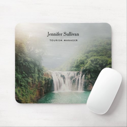 Lovely Waterfall in a Mountain Forest Mouse Pad