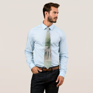 Lovely Waterfall in a Mountain Forest Neck Tie