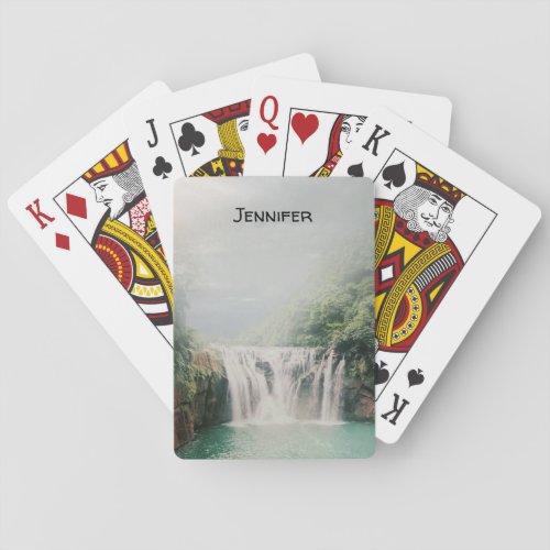 Lovely Waterfall in a Mountain Forest Playing Cards
