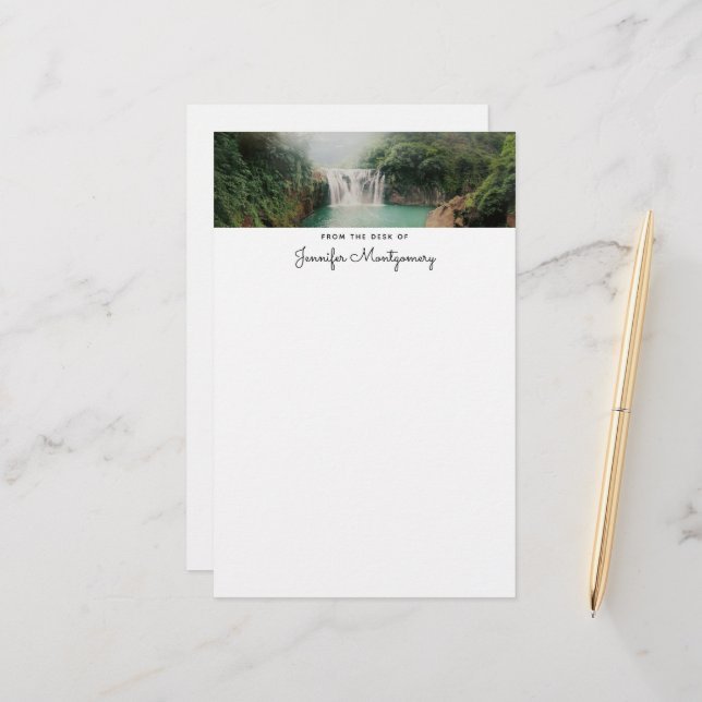 Lovely Waterfall in a Mountain Forest Stationery (Front/Back In Situ)