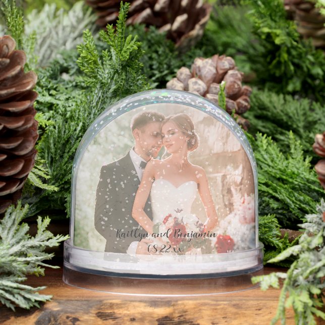 Lovely Wedding and Couple Photos Name Date  Snow Globe (Winter)