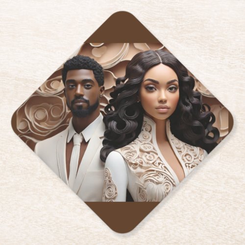 Lovely  Wedding Couple Dressed in White Chocolate  Paper Coaster