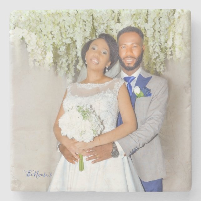 Lovely Wedding Photo Stone Coaster (Front)