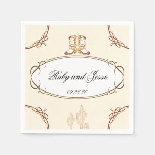 Lovely Western Dark Brown Wedding Napkins