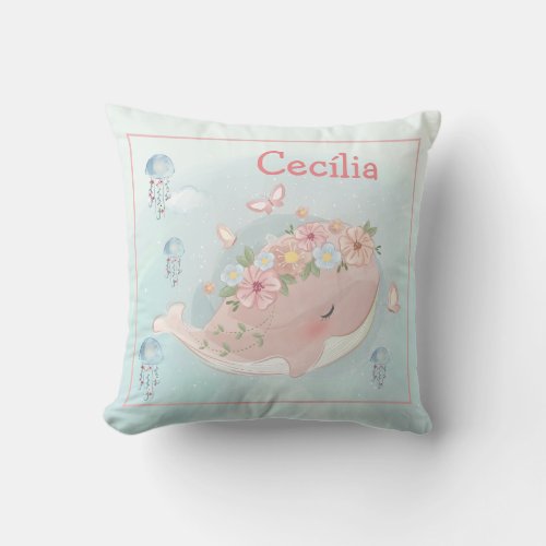Lovely Whale Throw Pillow