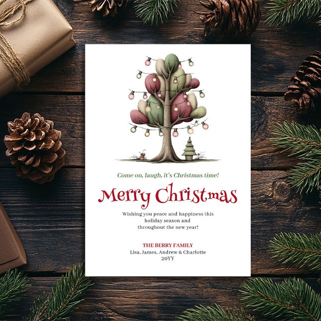 Lovely Whimsical Christmas Tree Hand Drawn Card (Lovely Whimsical Christmas Tree Hand Drawn Card)