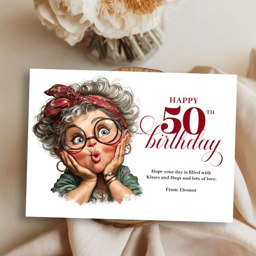 Lovely Whimsical Woman 50th Birthday Humor Greetin