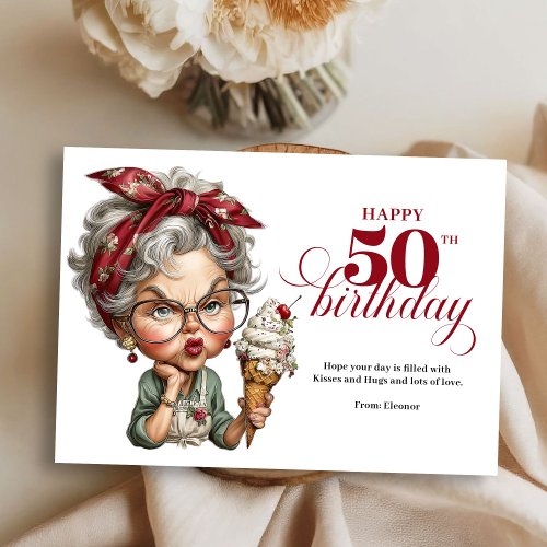 Lovely Whimsical Woman 50th Birthday Humor Greetin