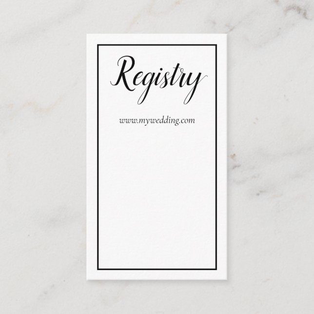 Lovely White and Black Wedding Registry Enclosure Card (Front)