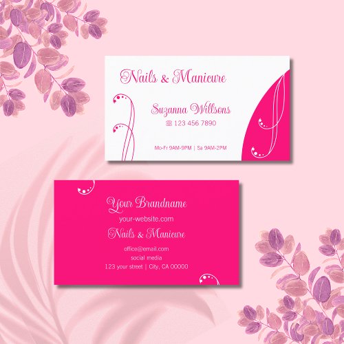 Lovely White and Pink Ornamental Squiggled Ornate Business Card