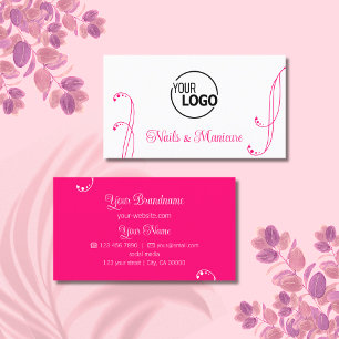 Lovely White and Pink Ornamental with Logo Ornate Business Card