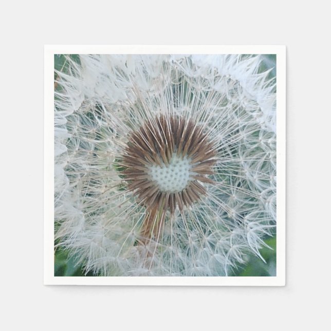 Lovely White Dandelion Napkins (Front)