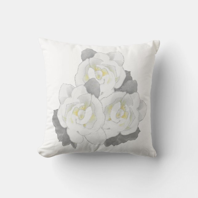 Lovely White Flower on White Throw Pillow (Front)