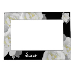 Lovely White Gardenia Flower on Black Magnetic Frame